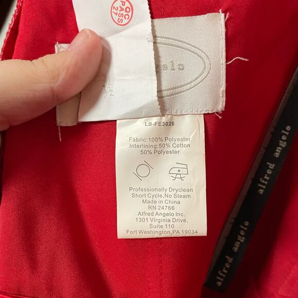 Alfred Angelo Cherry Red Tulle Layered Corset Dress SZ 10 Bow Detail A-Line - Picture 6 of 7